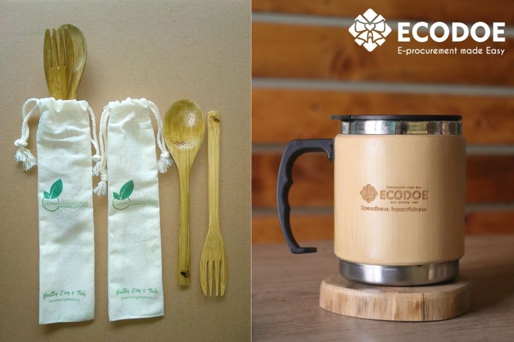 Cutlery set yang dapat dikombinasikan dengan bamboo bottle
